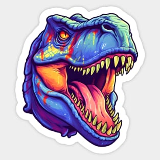 Angry colorful blue T-rex head Sticker